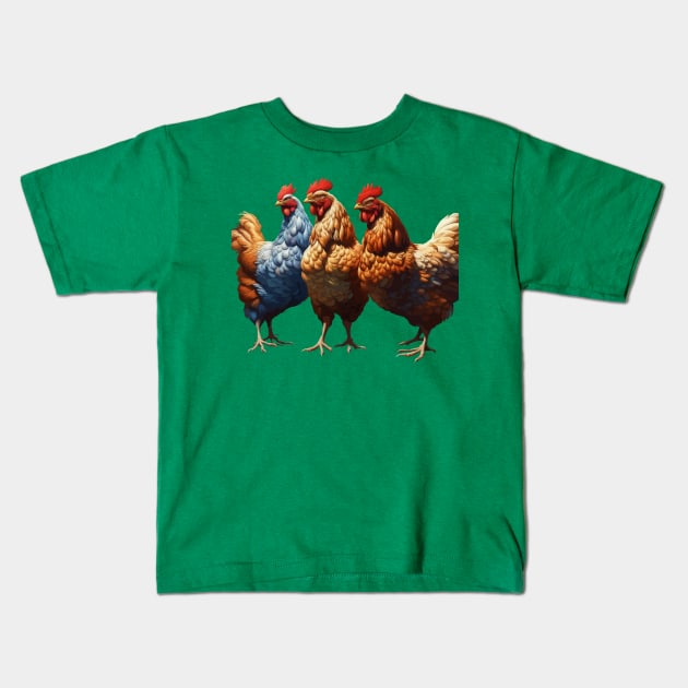 Three French Hens Faith Hope Charity Cut Out v2 Kids T-Shirt by taiche